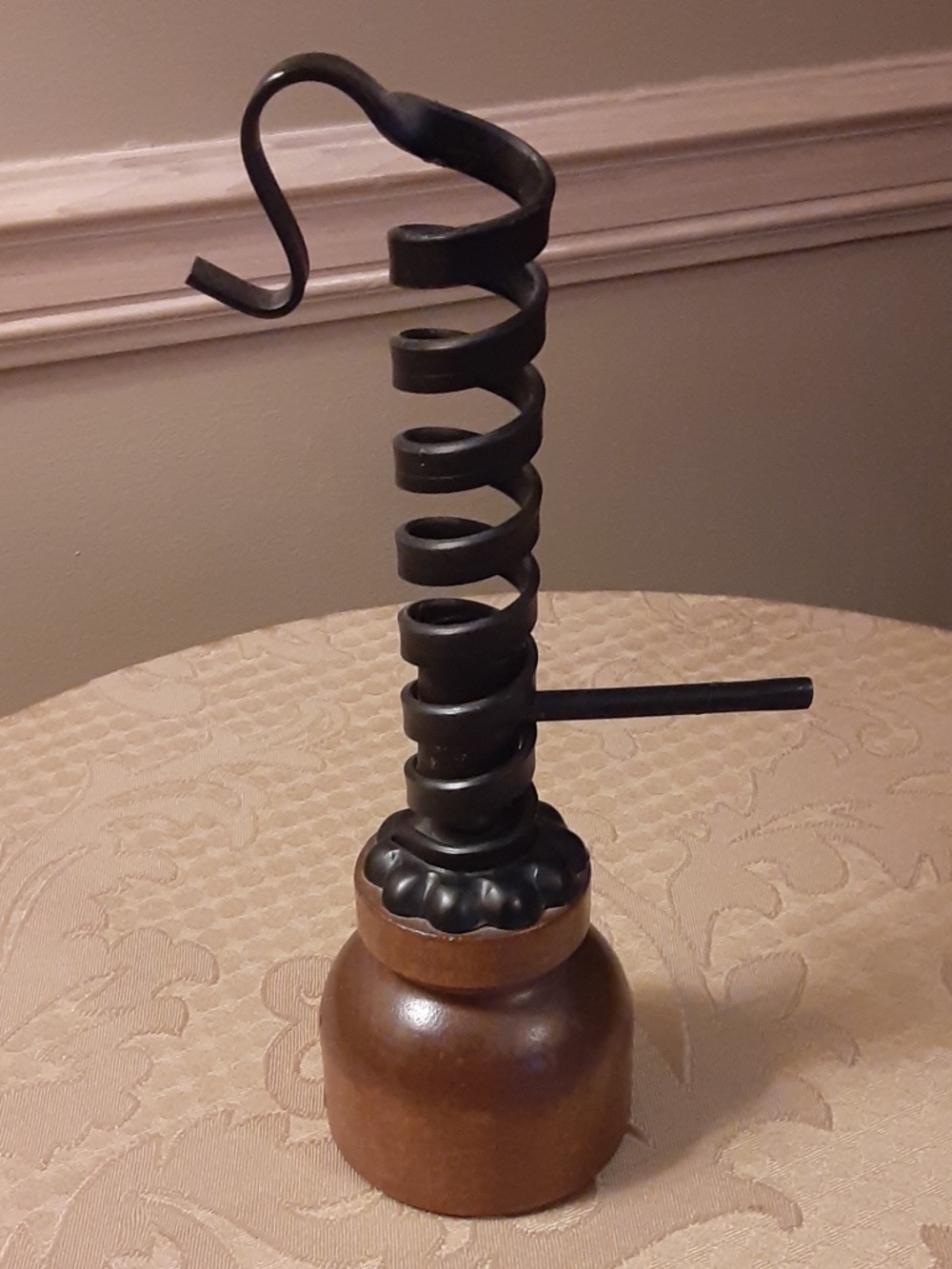 Spiral Wood & Iron Vintage Courting Candle Holder